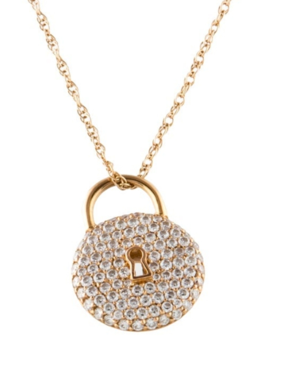 Tiffany & Co. Rose Gold Diamond Round Padlock Pendant Necklace